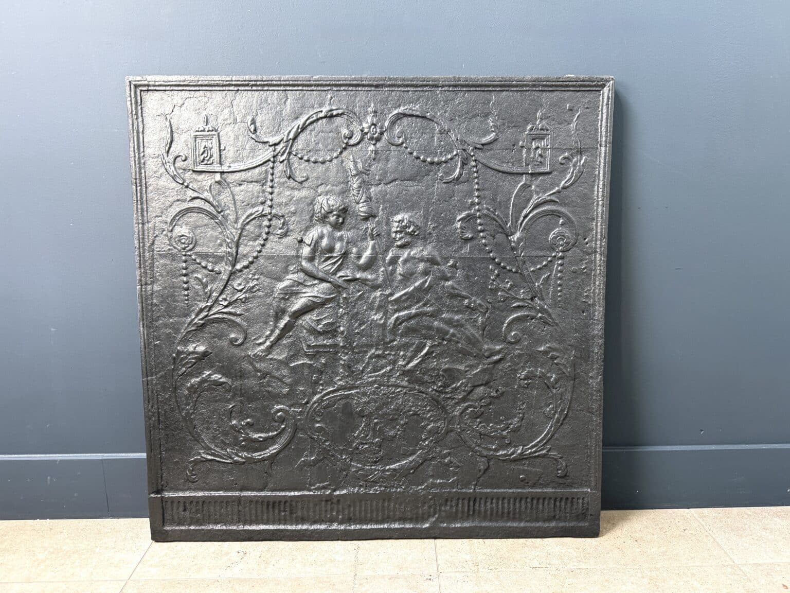 Large Cast-Iron Antique Fireback — detail 1