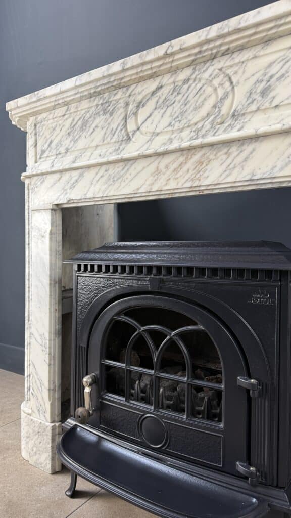 Antieke Art Deco Witte Marmeren Omloopschouw