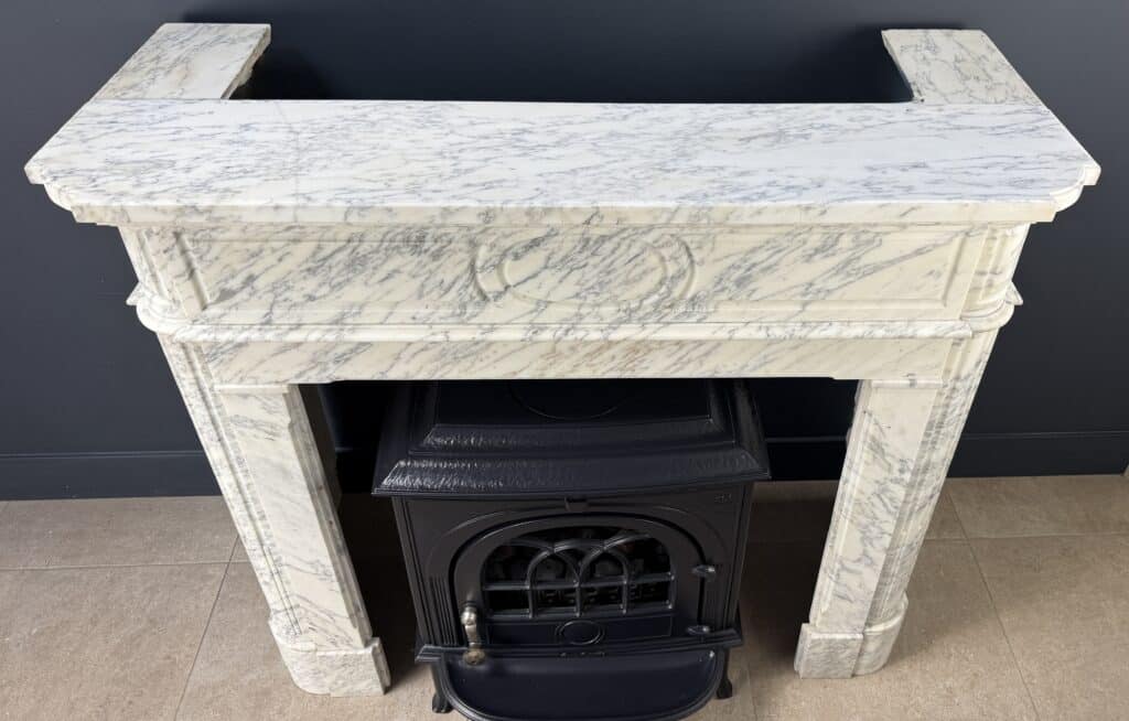 Antieke Art Deco Witte Marmeren Omloopschouw
