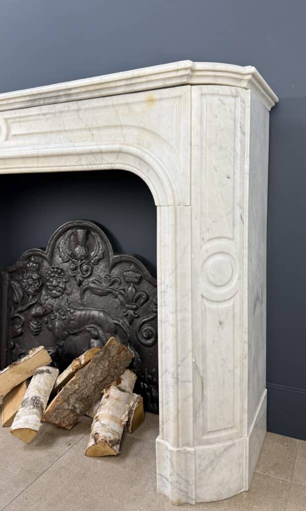 Antique White Front Fireplace with Round Frame