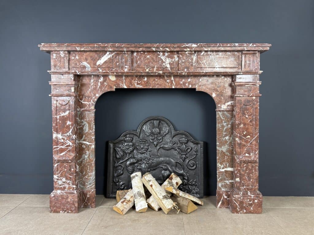 Antique Red Marble Front Fireplace