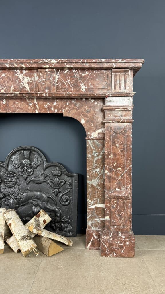 Antique Red Marble Front Fireplace