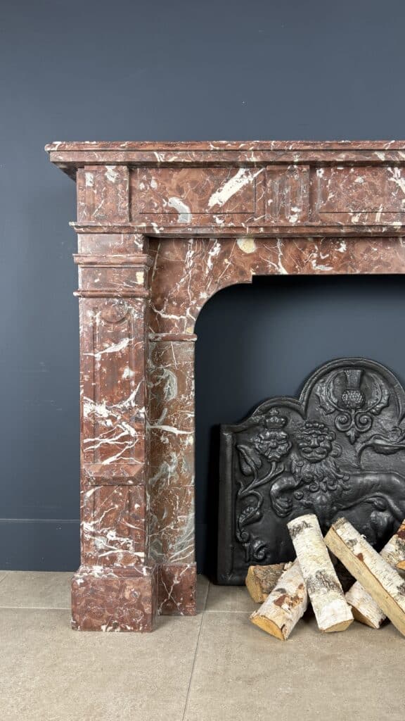 Antique Red Marble Front Fireplace