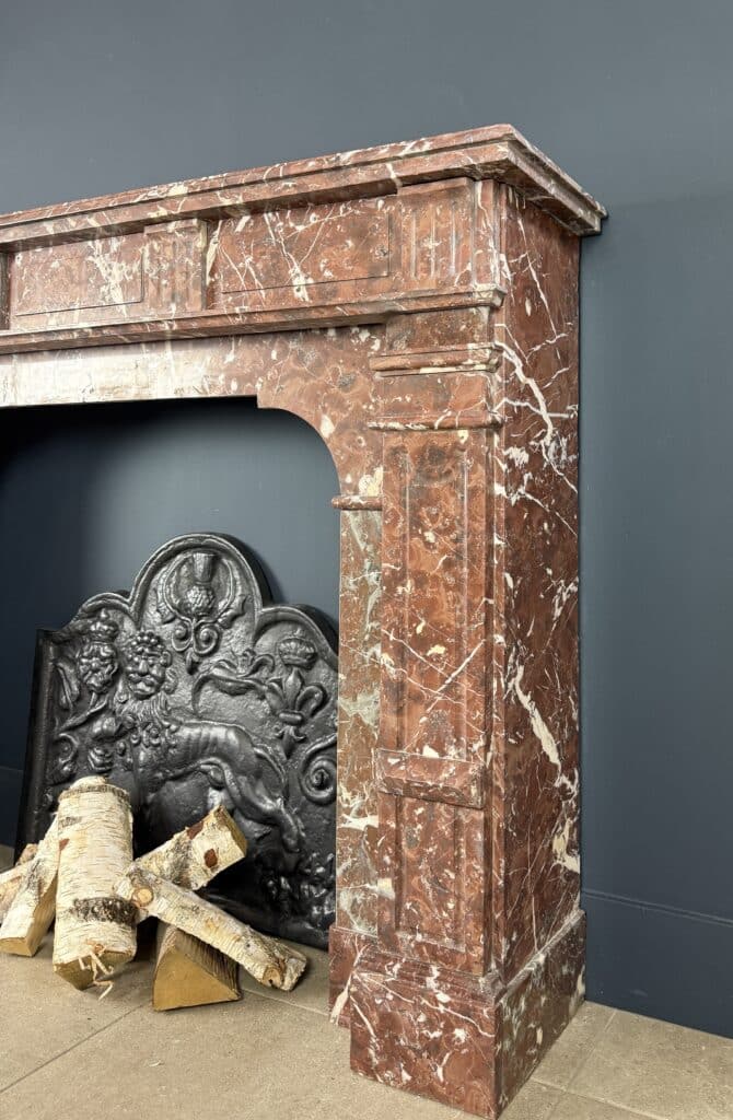 Antique Red Marble Front Fireplace