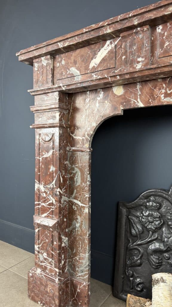 Antique Red Marble Front Fireplace