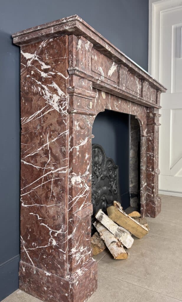 Antique Red Marble Front Fireplace