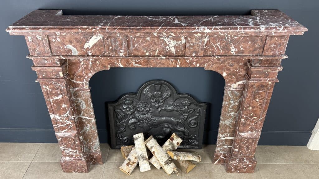 Antique Red Marble Front Fireplace