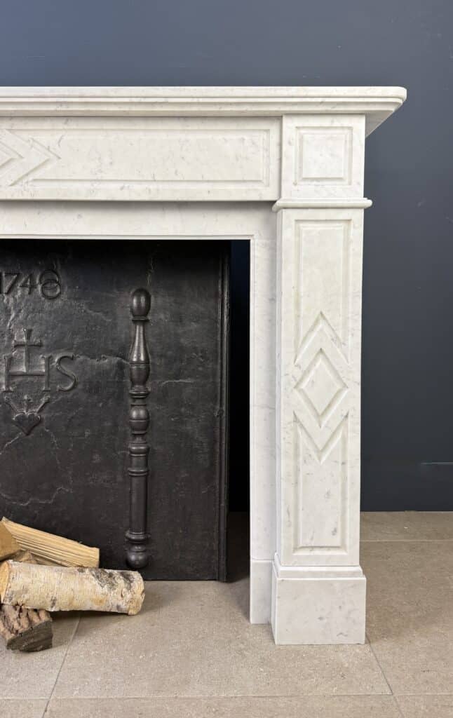 Antieke Carrara Marmeren Art Deco Omloop Schouw