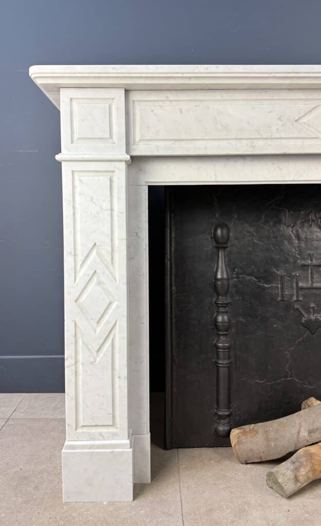 Antieke Carrara Marmeren Art Deco Omloop Schouw