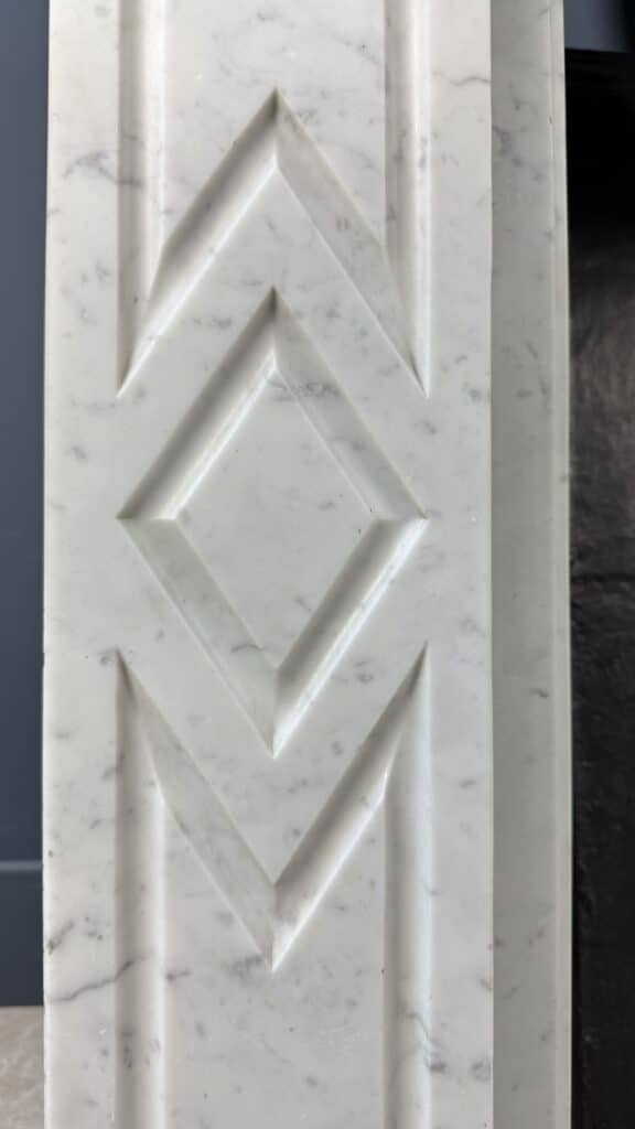 Antieke Carrara Marmeren Art Deco Omloop Schouw