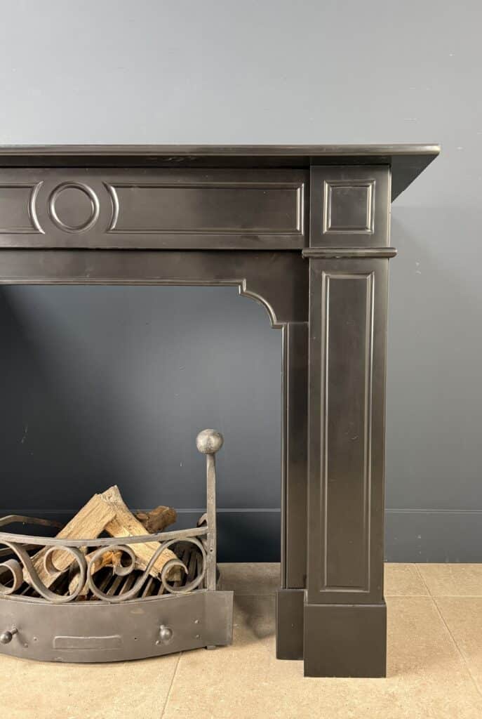 Antique Black Circular Fireplace in Noir de Mazy