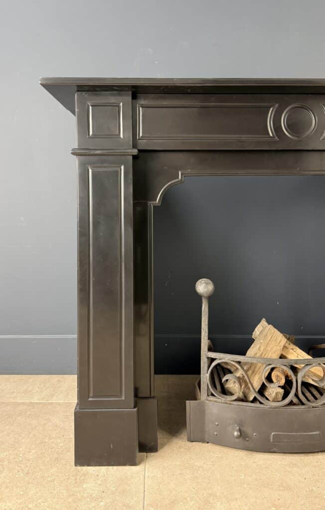 Antique Black Circular Fireplace in Noir de Mazy