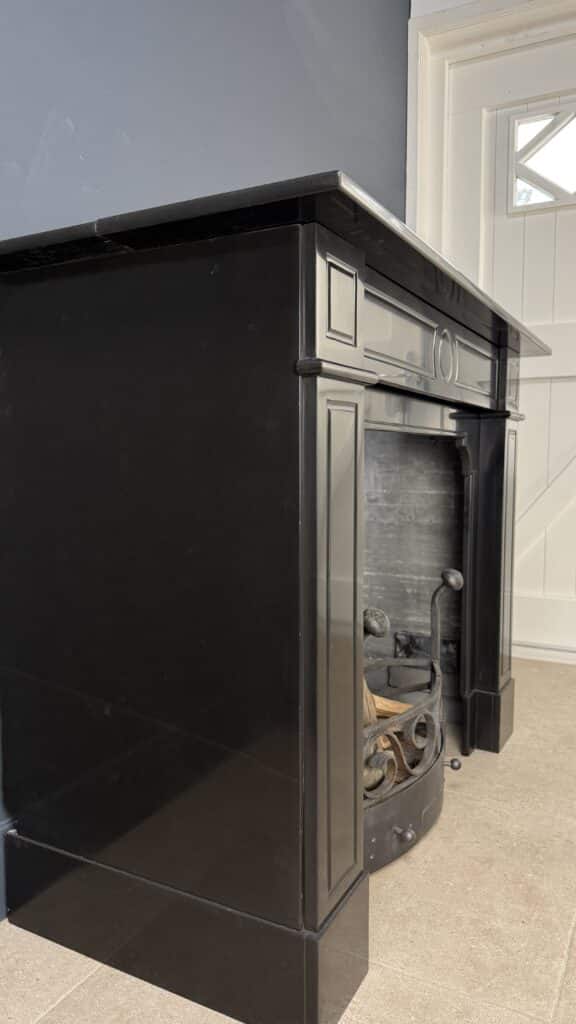 Antique Black Circular Fireplace in Noir de Mazy