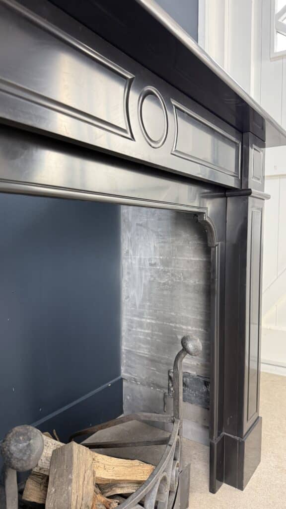 Antique Black Circular Fireplace in Noir de Mazy