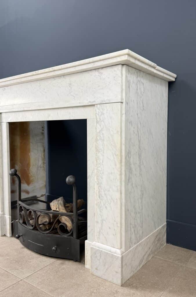 Antique White Art Deco Circular Fireplace