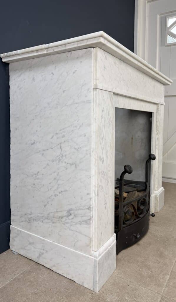 Antique White Art Deco Circular Fireplace
