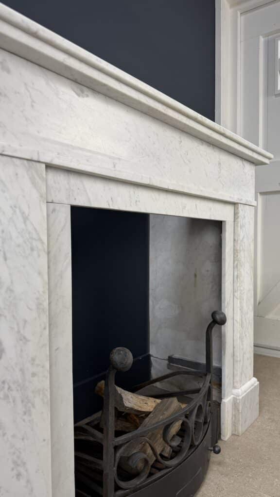 Antique White Art Deco Circular Fireplace