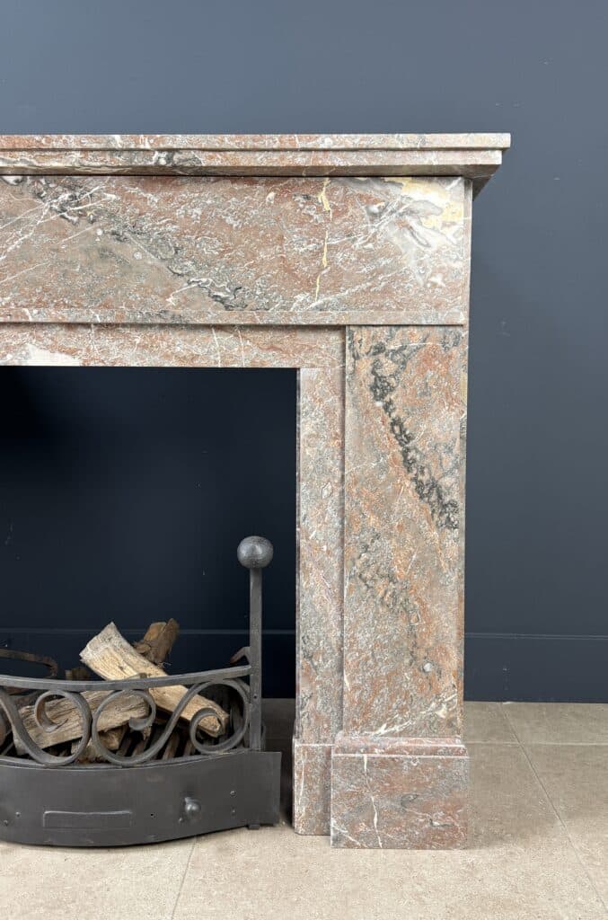 Antique Art Deco Fireplace in Rouge Royal Marble