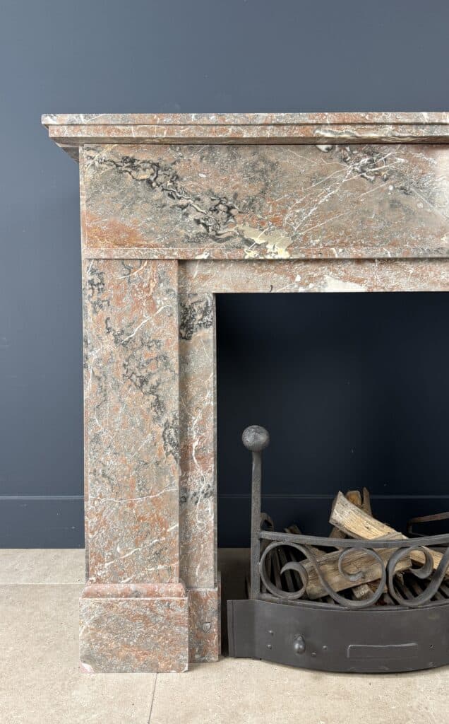 Antique Art Deco Fireplace in Rouge Royal Marble