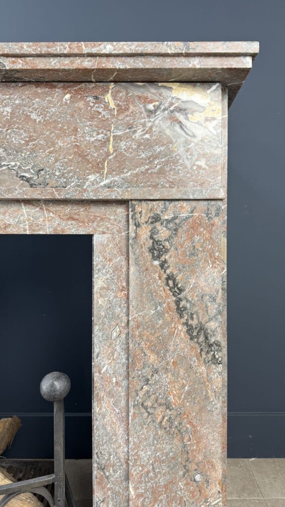 Antique Art Deco Fireplace in Rouge Royal Marble