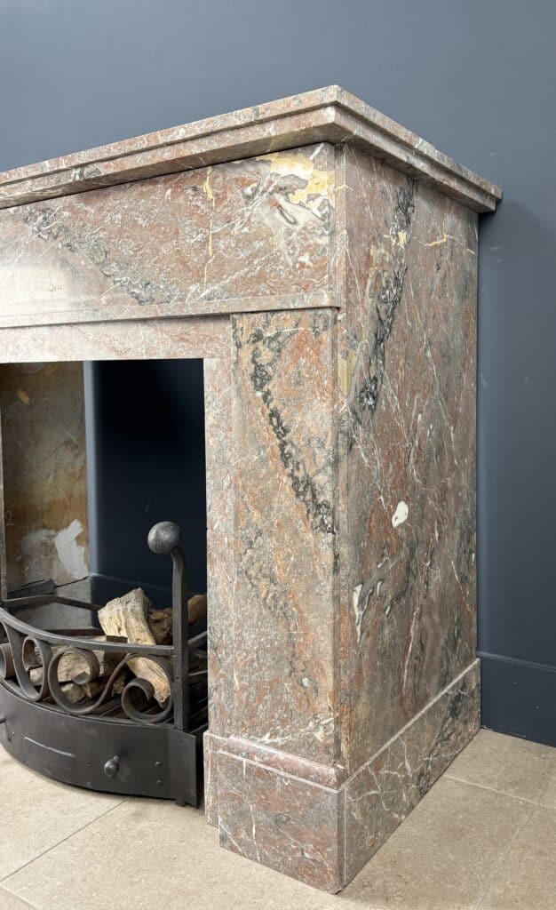 Antique Art Deco Fireplace in Rouge Royal Marble