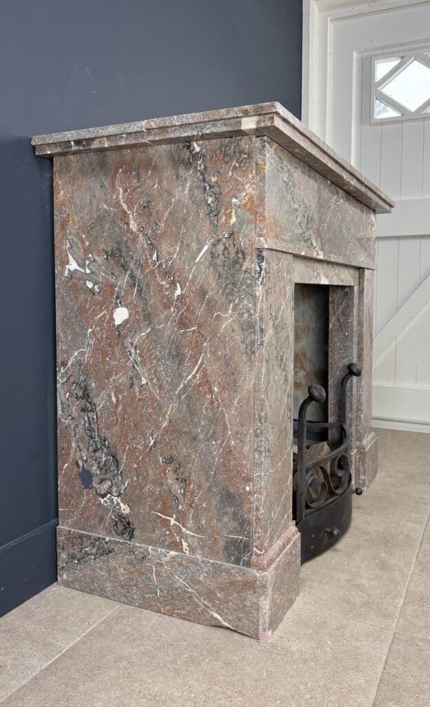 Antique Art Deco Fireplace in Rouge Royal Marble