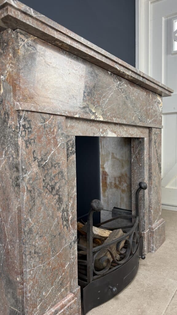 Antique Art Deco Fireplace in Rouge Royal Marble