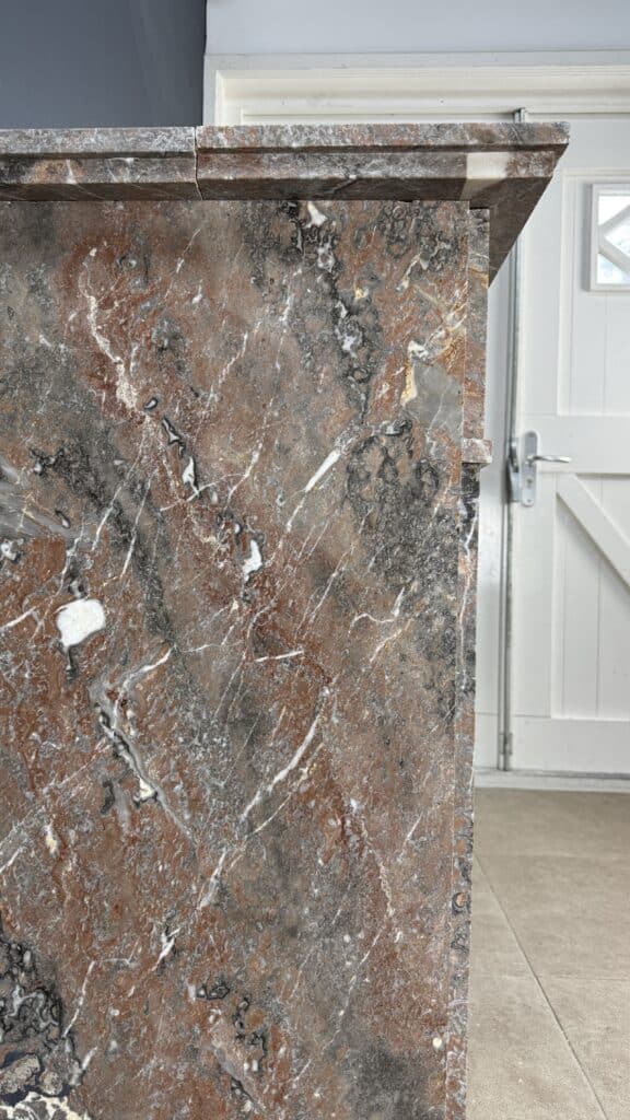 Antique Art Deco Fireplace in Rouge Royal Marble