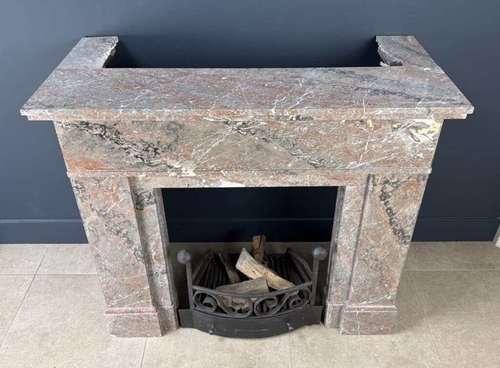 Antique Art Deco Fireplace in Rouge Royal Marble