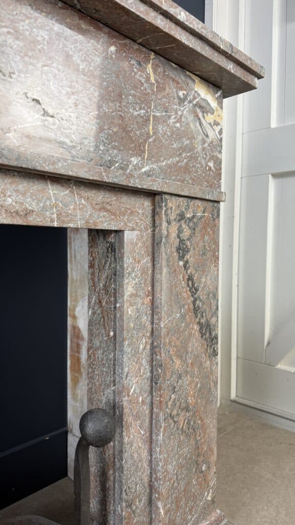 Antique Art Deco Fireplace in Rouge Royal Marble