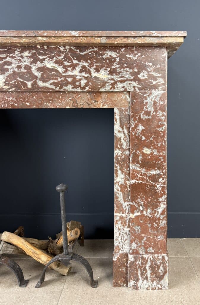 Red-Veined Marble Antique Circular Fireplace (available as a set)