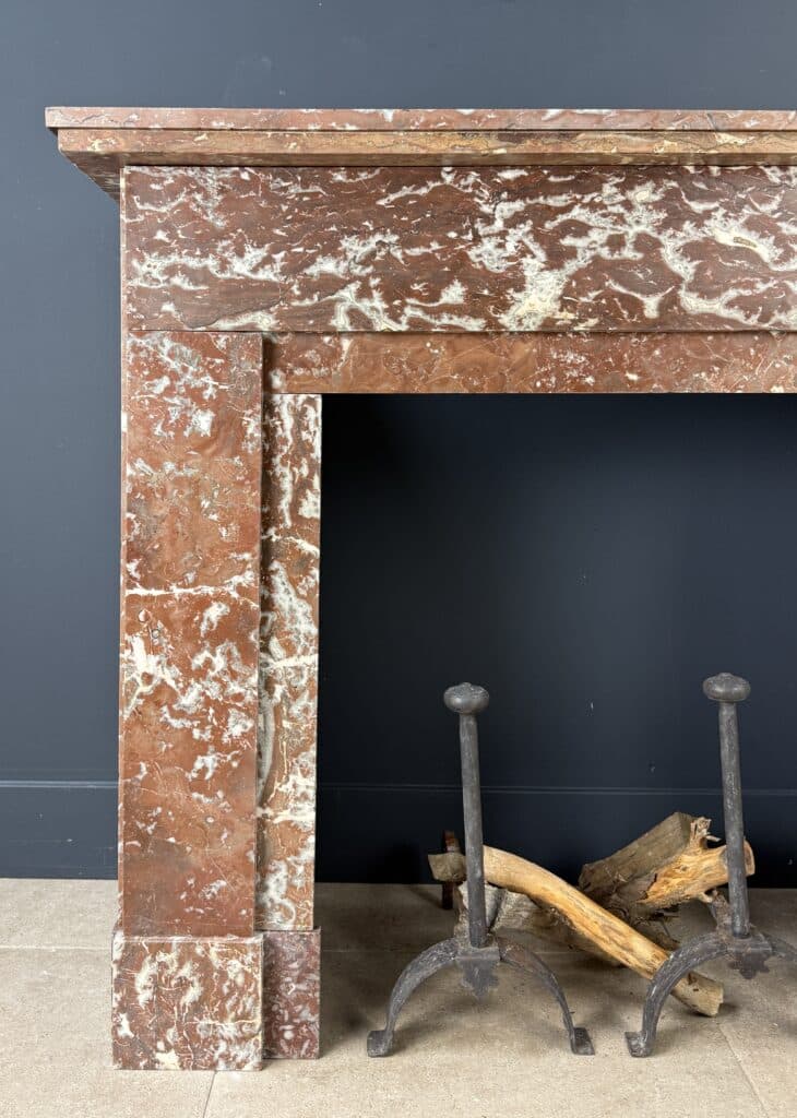 Red-Veined Marble Antique Circular Fireplace (available as a set)