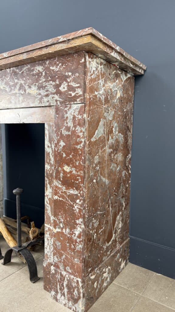 Red-Veined Marble Antique Circular Fireplace (available as a set)