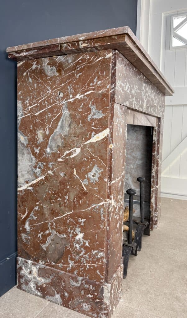 Red-Veined Marble Antique Circular Fireplace (available as a set)