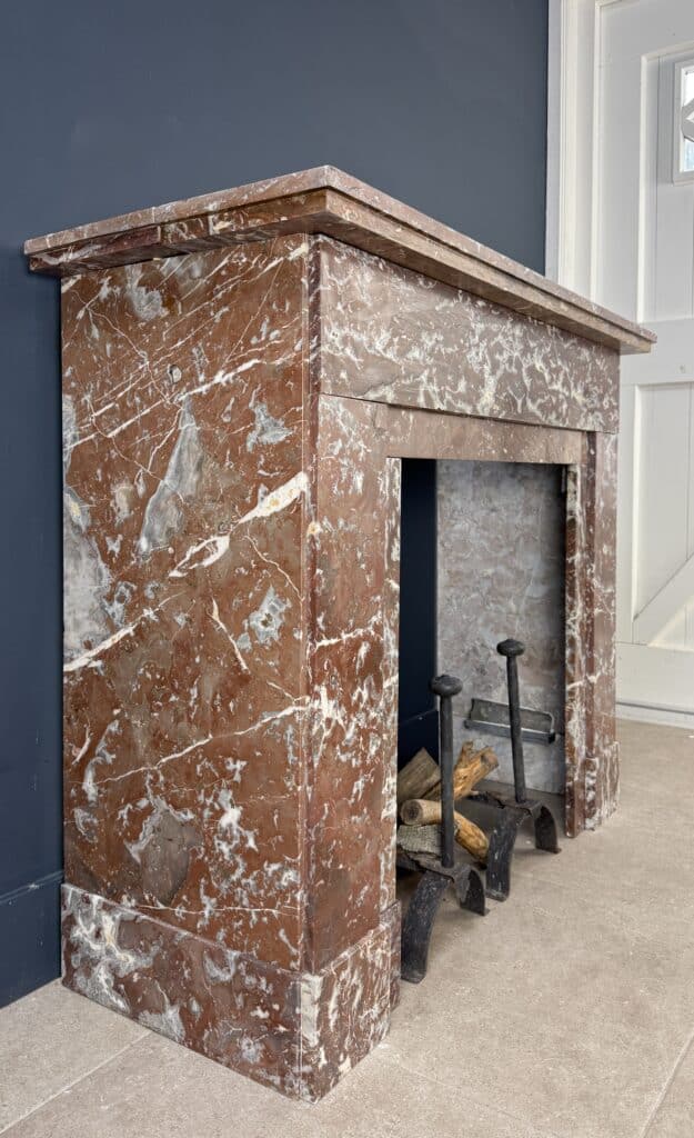 Red-Veined Marble Antique Circular Fireplace (available as a set)