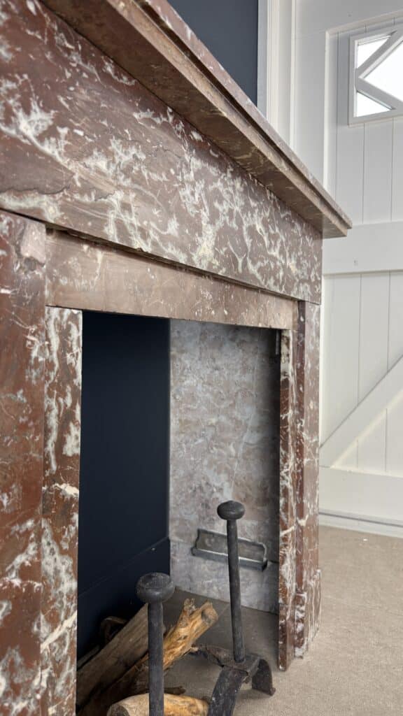Red-Veined Marble Antique Circular Fireplace (available as a set)