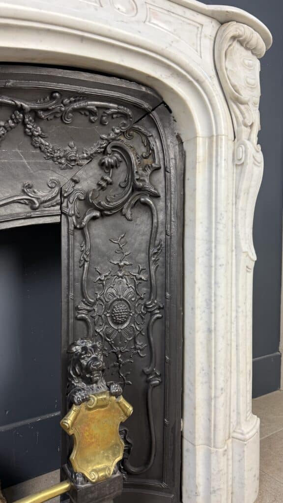Magnificent Rich Antique Front Fireplace, Rococo Style