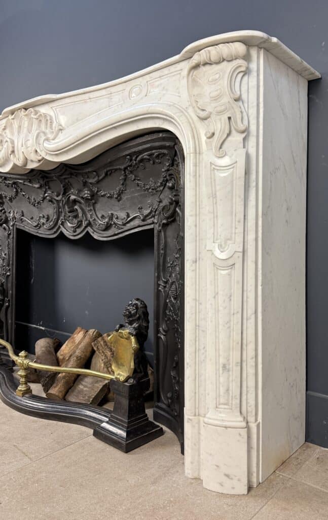 Magnificent Rich Antique Front Fireplace, Rococo Style