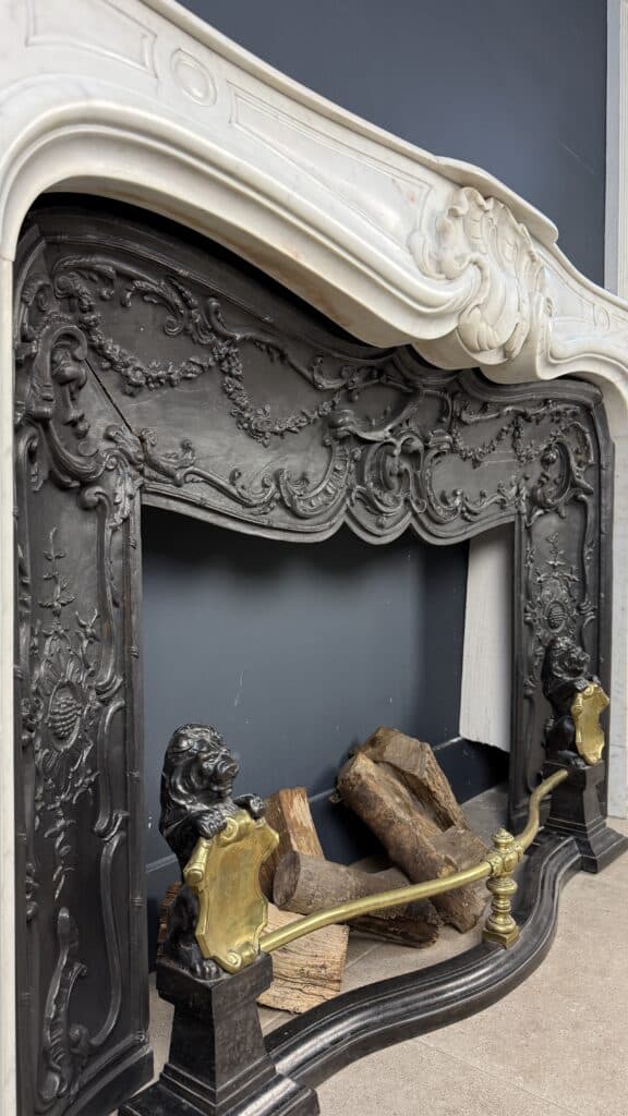 Magnificent Rich Antique Front Fireplace, Rococo Style