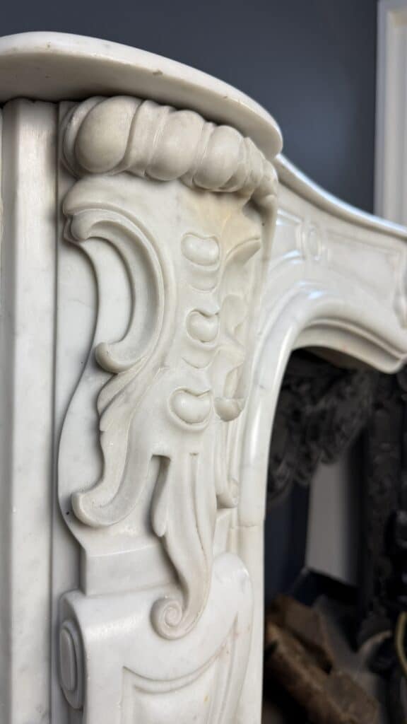 Prachtige Rijke Antieke Front Schouw Rocococo Stijl — detail 2
