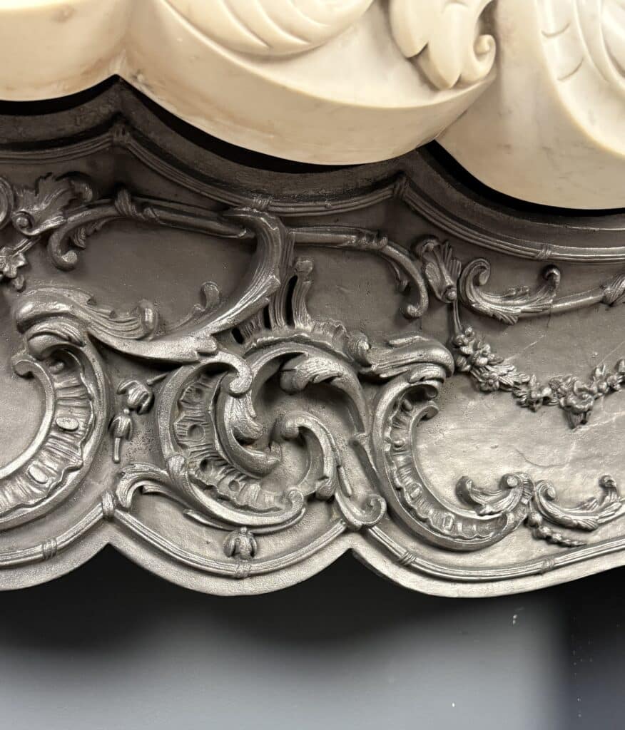 Magnificent Rich Antique Front Fireplace, Rococo Style