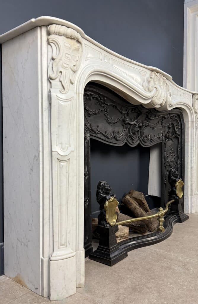 Magnificent Rich Antique Front Fireplace, Rococo Style