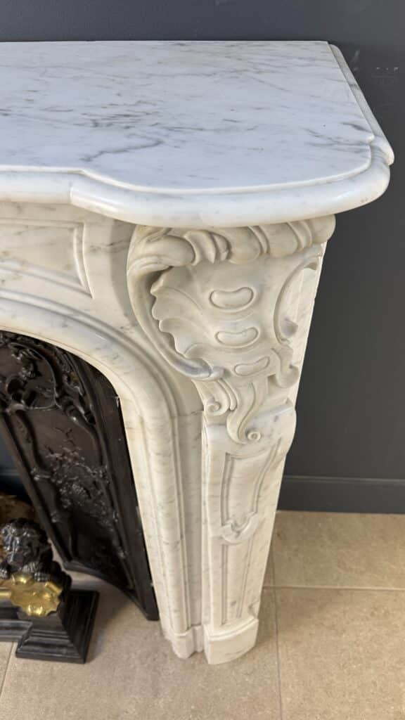 Magnificent Rich Antique Front Fireplace, Rococo Style