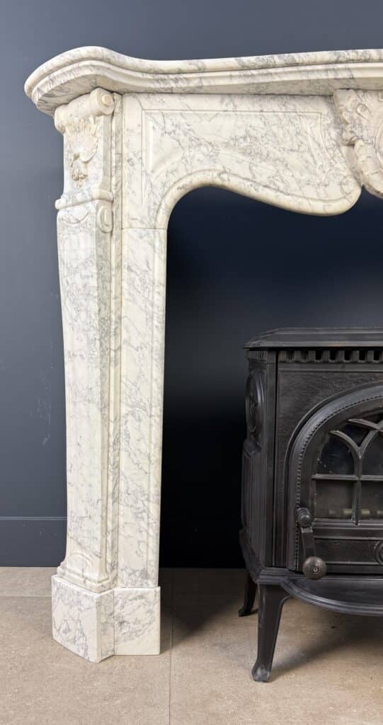 Elegant Tall Antique Circular Fireplace in Carrara Marble