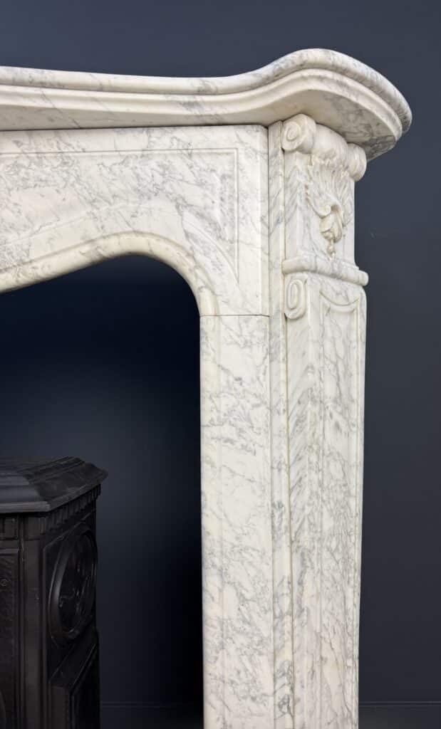 Elegant Tall Antique Circular Fireplace in Carrara Marble