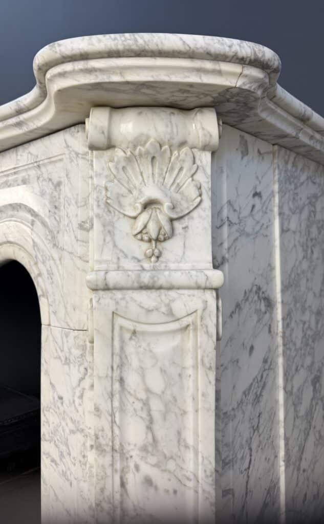 Elegant Tall Antique Circular Fireplace in Carrara Marble