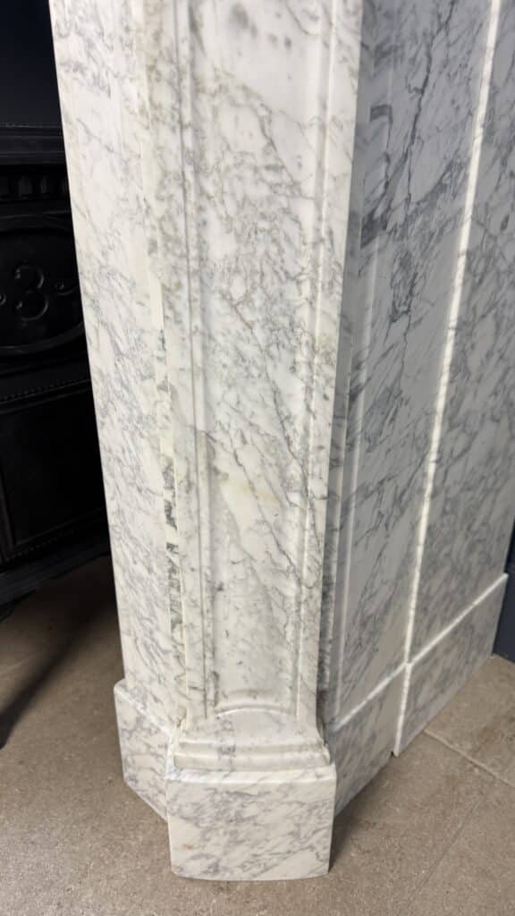 Elegant Tall Antique Circular Fireplace in Carrara Marble