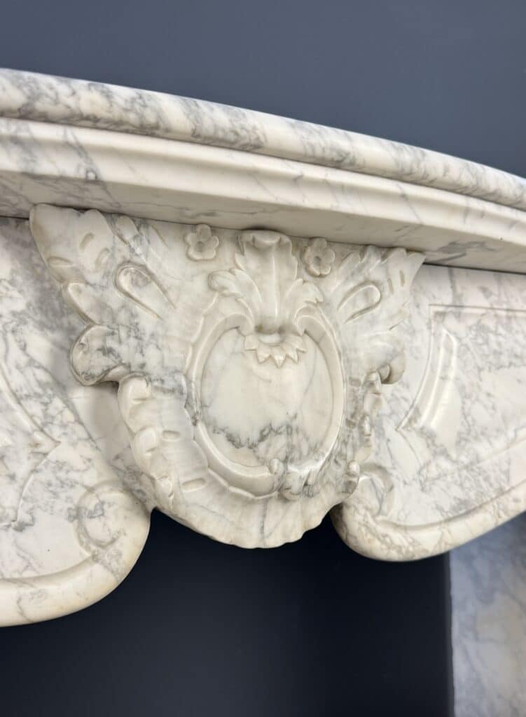 Elegant Tall Antique Circular Fireplace in Carrara Marble