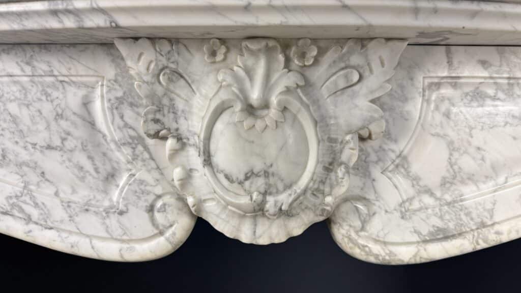 Elegant Tall Antique Circular Fireplace in Carrara Marble