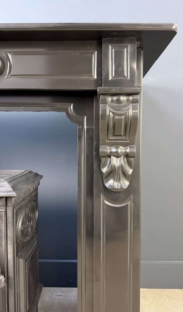 Extra-Deep Antique Circular Fireplace in Black Marble
